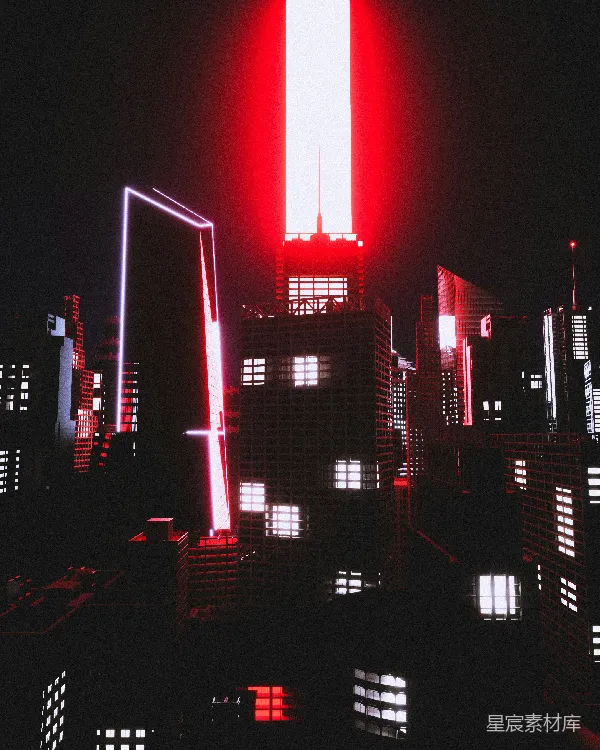 高清摄影 霓虹城市的未来之光