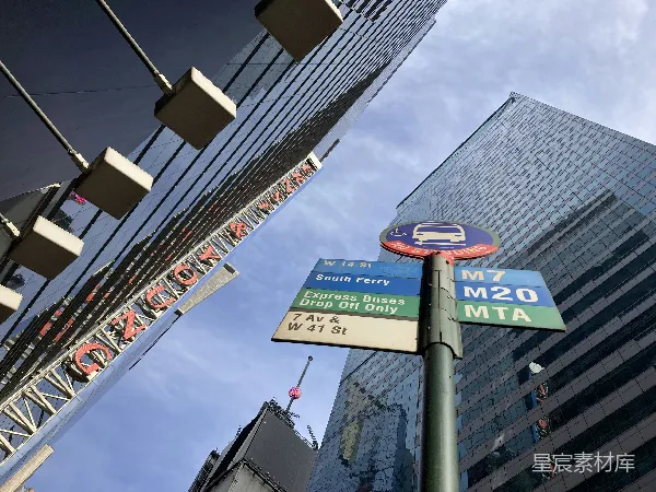 高清摄影 纽约时代广场的街角标识