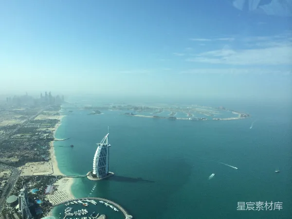高清摄影 迪拜棕榈岛与帆船酒店俯瞰图