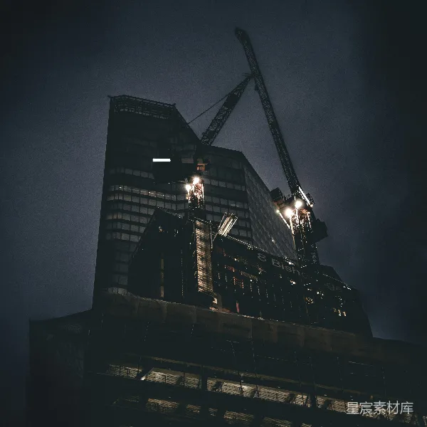 高清摄影 夜色中的建设工地