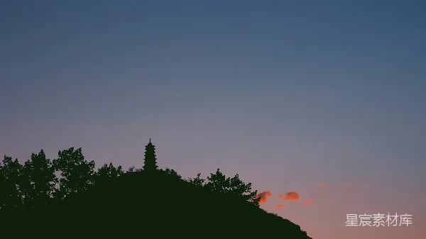 高清摄影 夕阳下的古塔剪影