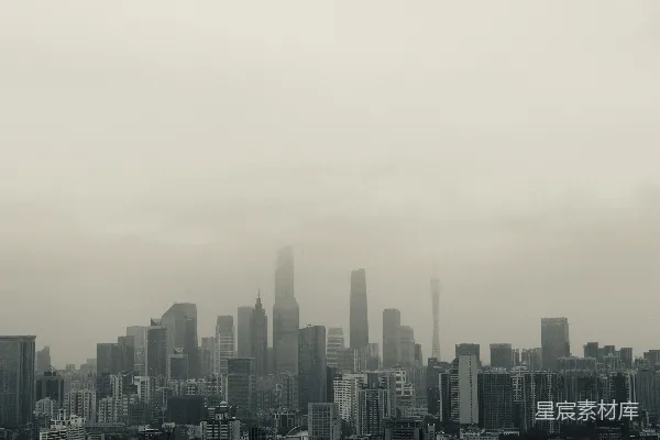 高清摄影 雾中城市天际线