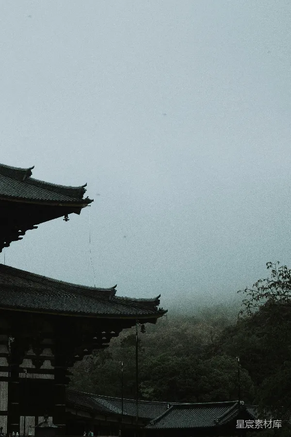 高清摄影 雨中的古建筑