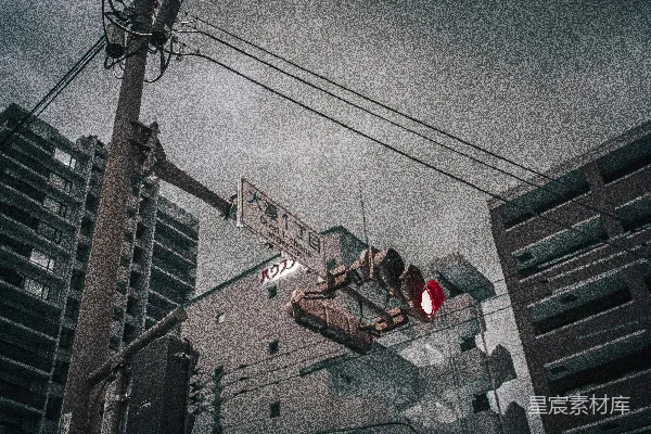 高清摄影 红绿灯下的城市街景