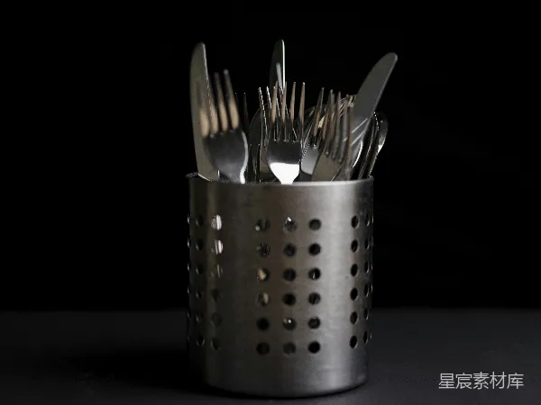 高清摄影 金属餐具收纳筒