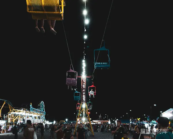 高清摄影 夜市上的摩天轮