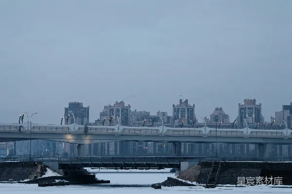 高清摄影 冬日城市天桥景观