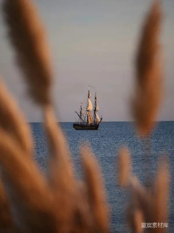 高清摄影 远海的帆船