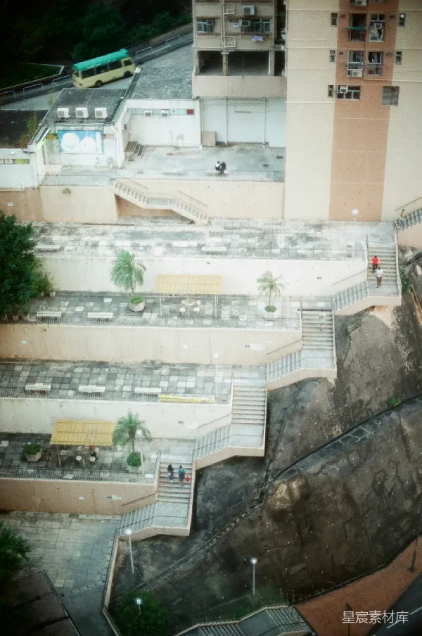 高清摄影 香港街头的楼梯与建筑俯瞰