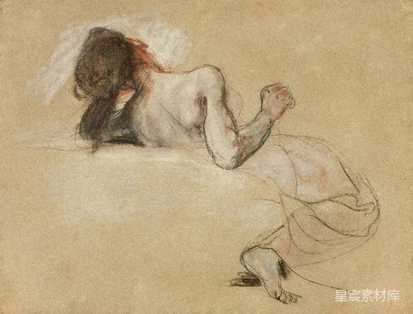 高清摄影 女性裸体素描：侧卧姿态