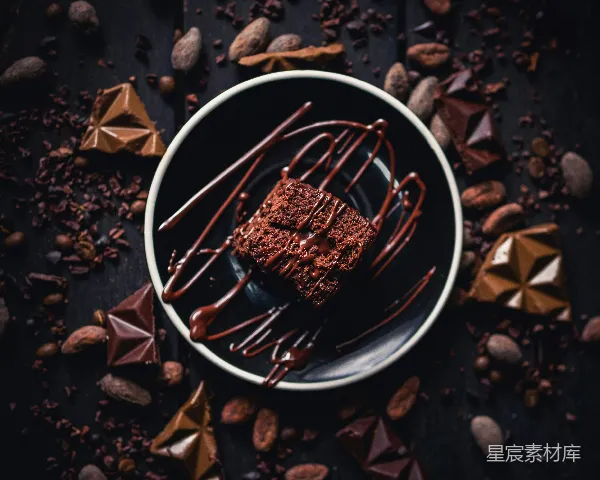 高清摄影 巧克力布朗尼与碎屑