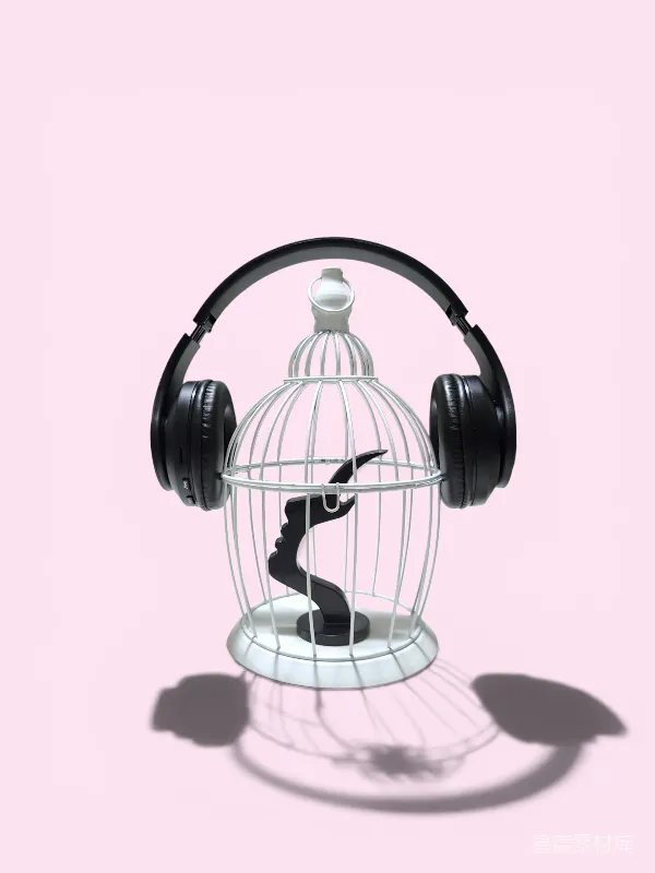 高清摄影 耳机与鸟笼的创意组合
