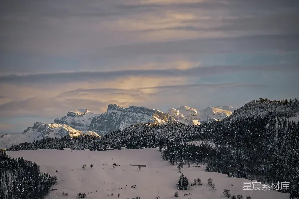 高清摄影 冬日山间雪景