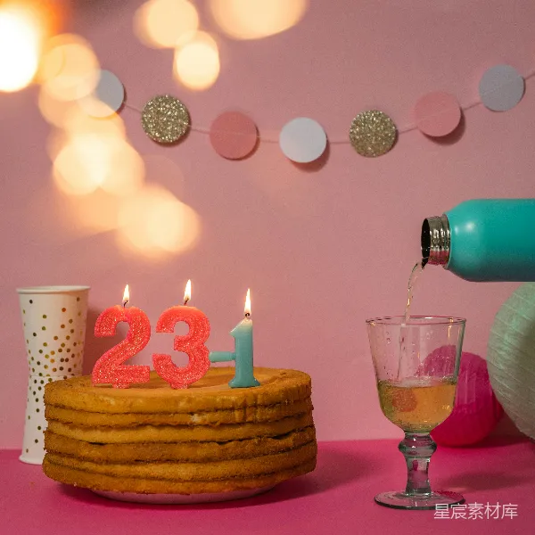 高清摄影 生日派对蛋糕与饮料