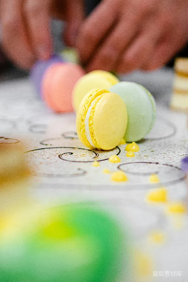 高清摄影 色彩斑斓的马卡龙特写