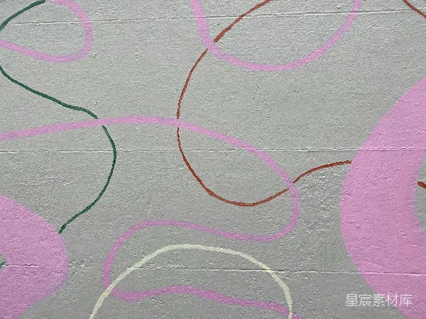 高清摄影 手绘墙上的色彩线条