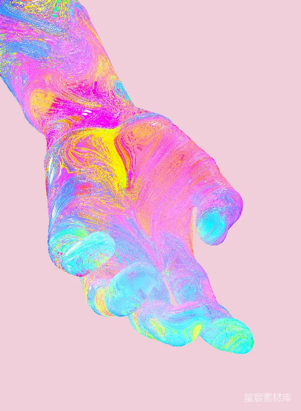 高清摄影 彩虹色的动态手形插画