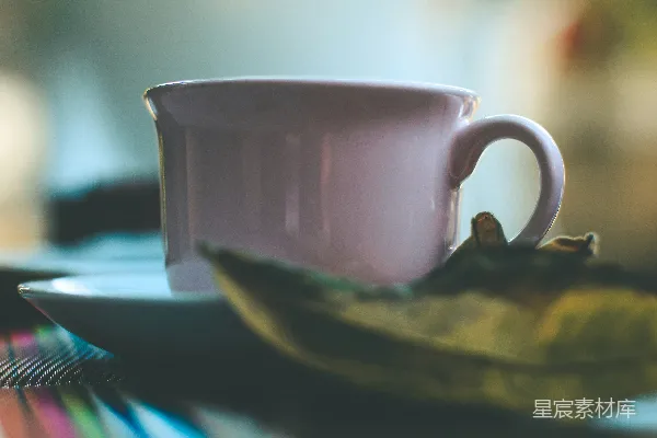 高清摄影 粉色茶杯与叶子