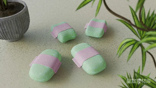 高清摄影 简约风格的绿色拖鞋与植物