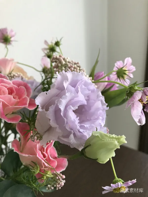 高清摄影 淡紫色玫瑰与粉色花卉的优雅花束
