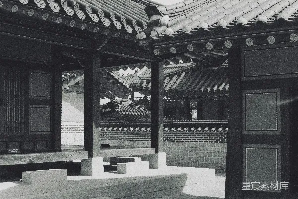 高清摄影 传统韩式建筑的庭院