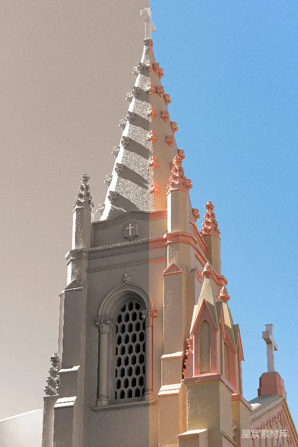 高清摄影 粉色尖塔的教堂