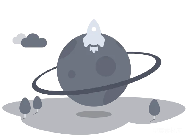 材质纹理 星球与火箭插画