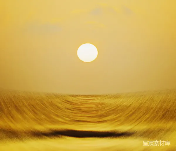 高清摄影 金色的波浪与夕阳