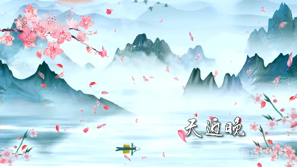 高清摄影 天边晚霞与落花的诗意场景