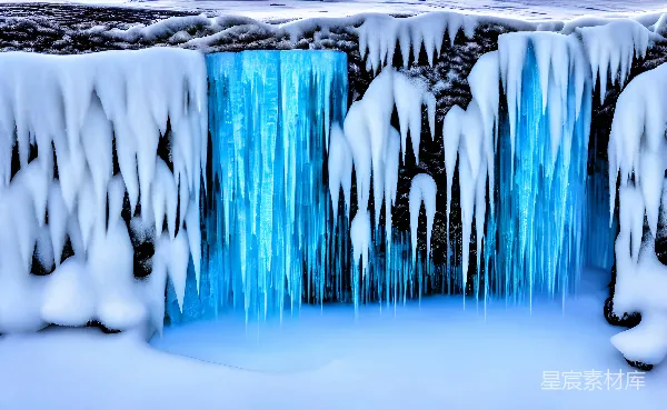 高清摄影 冰雪瀑布：大自然的冰雕艺术品