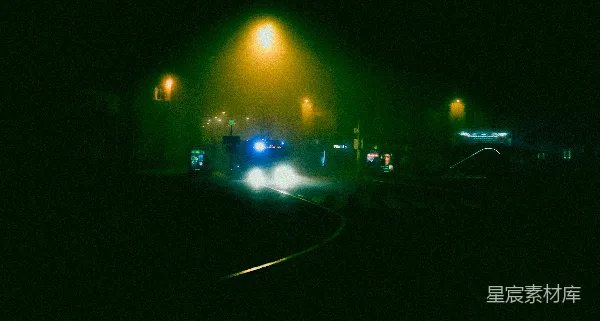 高清摄影 雾夜中的警车