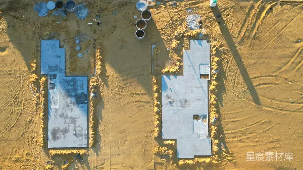 高清摄影 工地上的建筑基座俯视图