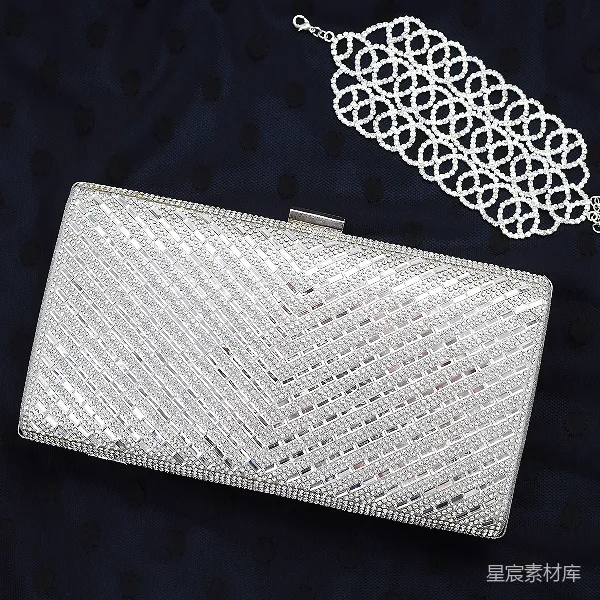 高清摄影 璀璨水晶手拿包与精致手链