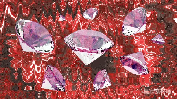 高清摄影 红色背景上的粉钻拼图