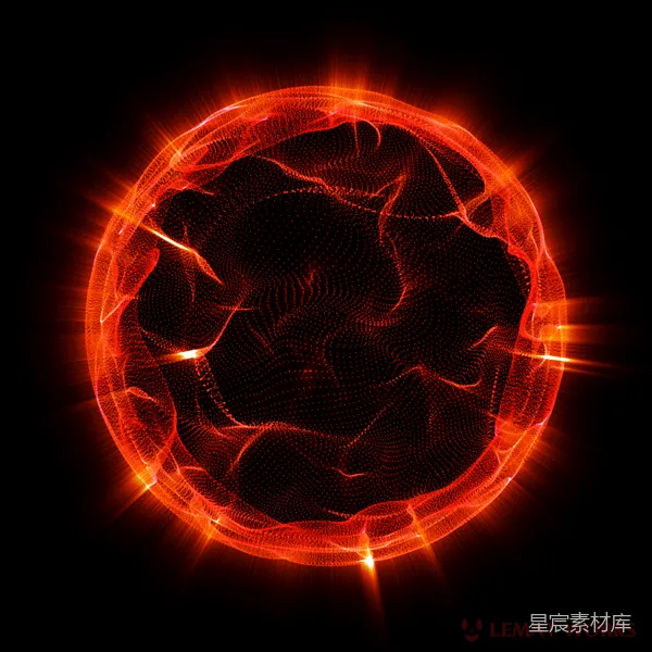 元素素材 红色光芒四射的粒子球