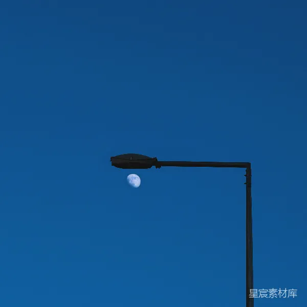 高清摄影 路灯与月亮