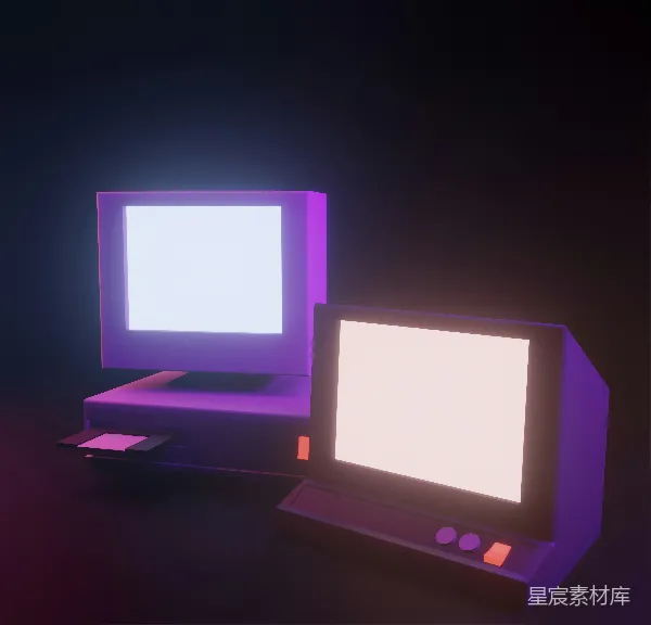 高清摄影 复古电脑的霓虹光辉