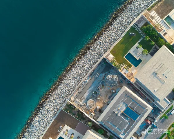 高清摄影 海滨建筑工地俯瞰图