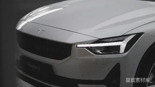 高清摄影 Polestar 2的前灯特写