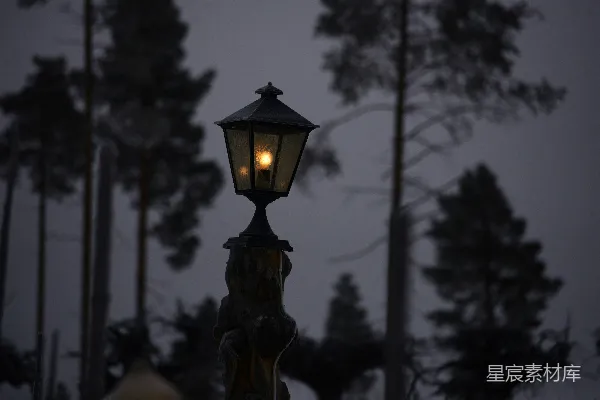 高清摄影 昏黄路灯下的夜景