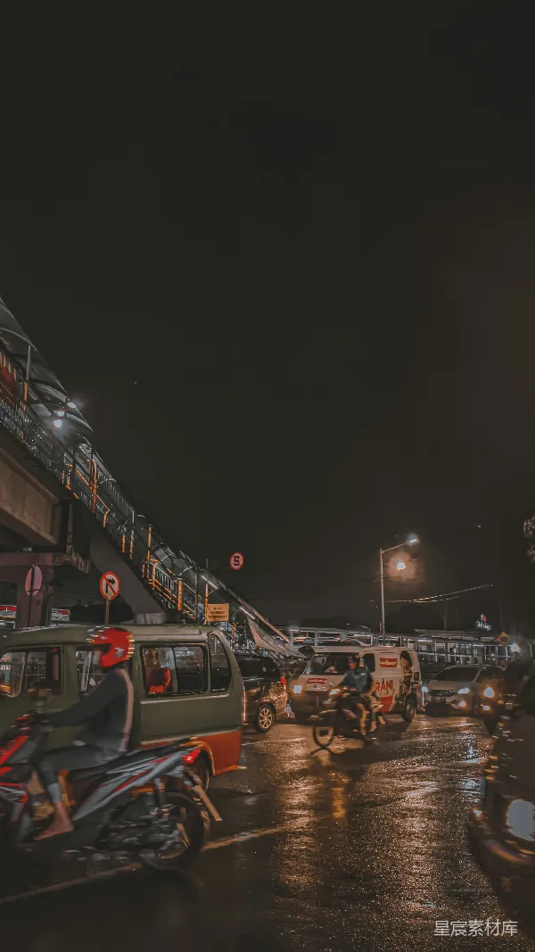 高清摄影 雨夜中的城市街道