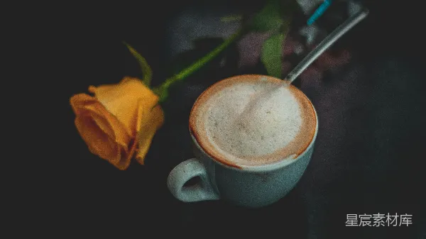 高清摄影 咖啡与玫瑰：静谧的午后时光