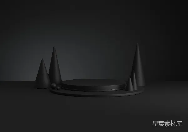 高清摄影 黑色几何形体与圆台