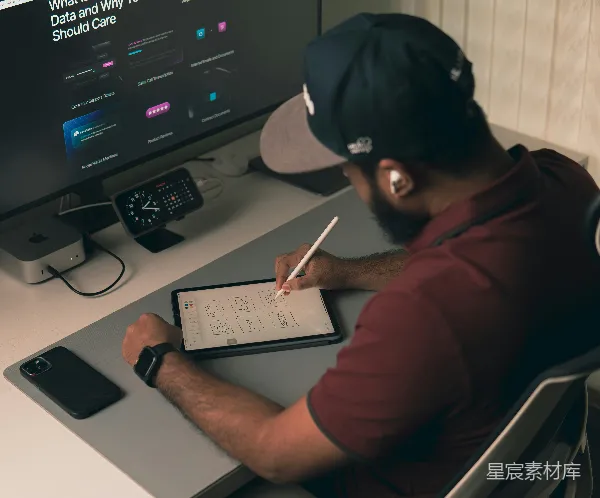 高清摄影 专注工作的现代办公场景