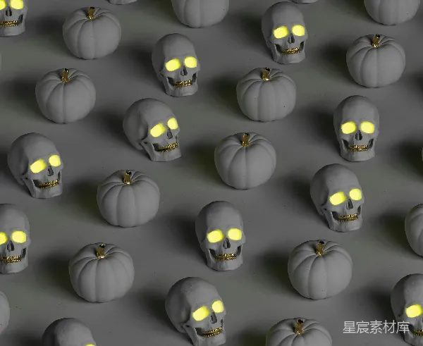高清摄影 万圣节南瓜与骷髅图案