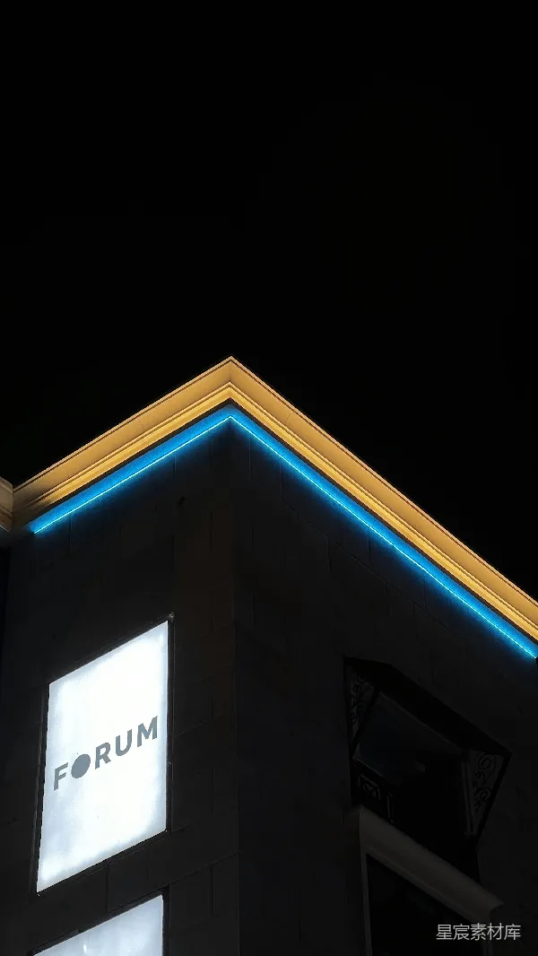 高清摄影 夜景中的现代建筑角落