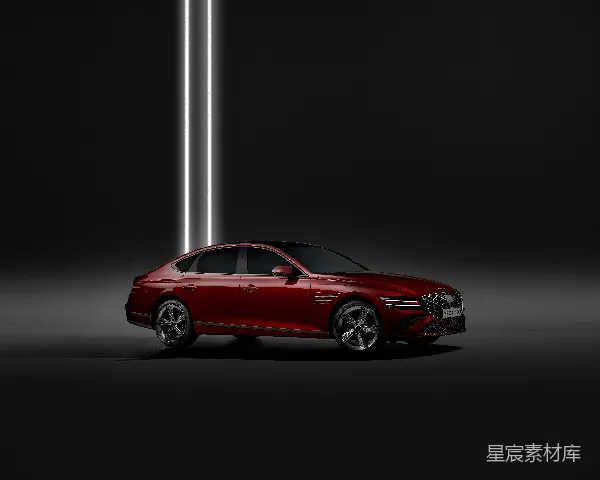 高清摄影 红色豪华轿车在黑暗中的光影效果