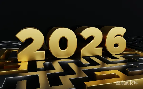 高清摄影 2026年金光闪闪的数字