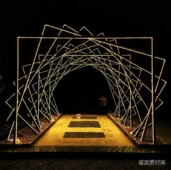 高清摄影 夜晚的发光几何结构