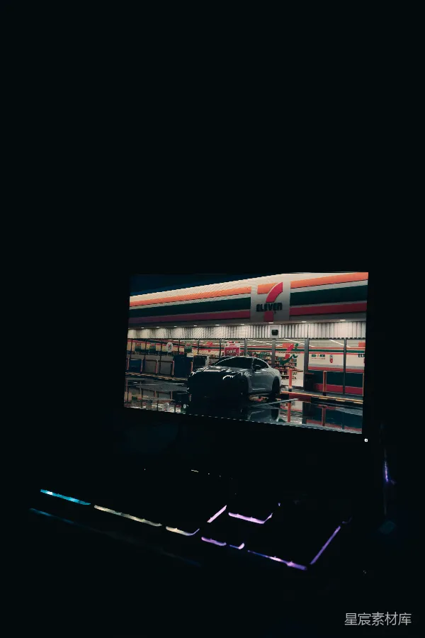 高清摄影 7-Eleven夜晚的都市场景